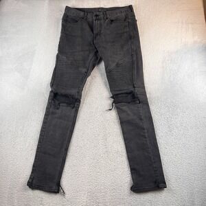 Bullhead  Mens Jeans Stacked Skinny Stretch Size 31x32 Black distressed READ